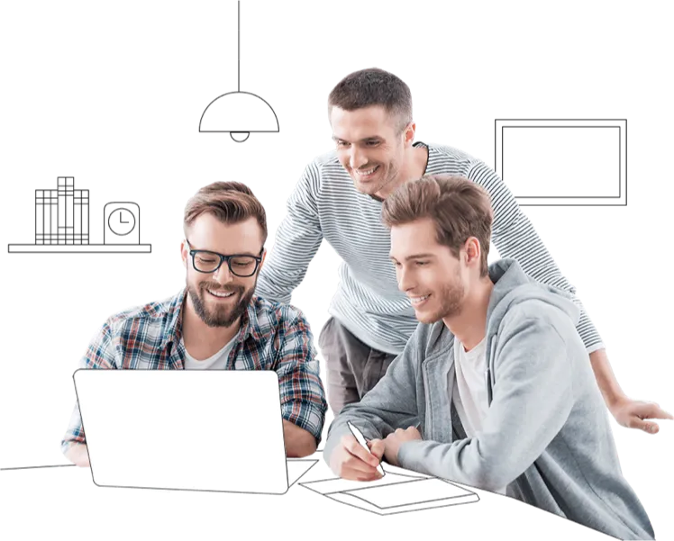 Fintech Development Illustration with interactive team