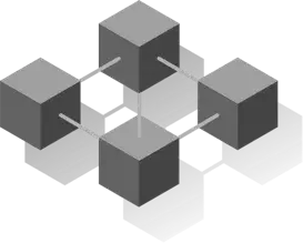 Blockchain 3D blocks connected visually