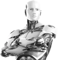 Futuristic 3D robot symbolizing cybersecurity intelligence