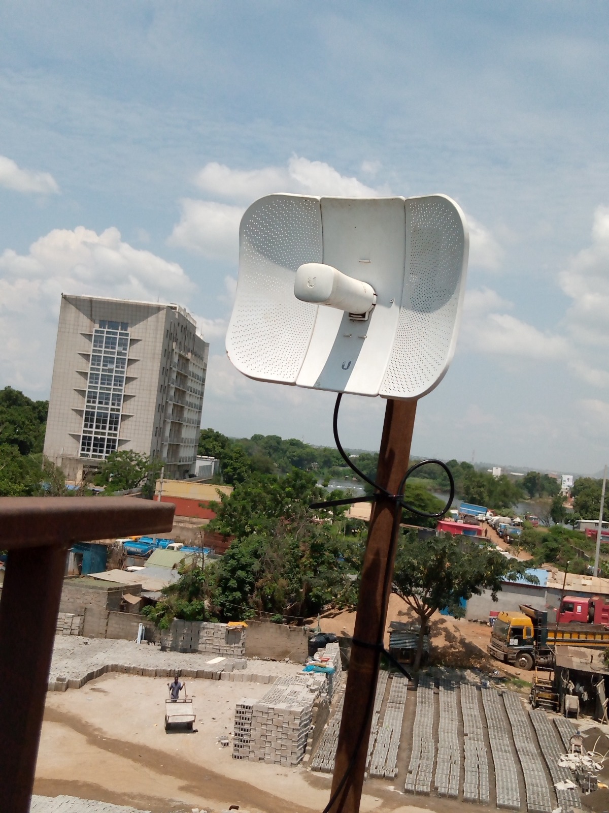 VSAT satellite dish and fiber network equipment